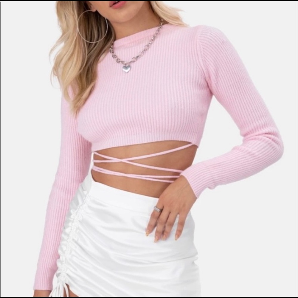 Adika pink criss cross sweater